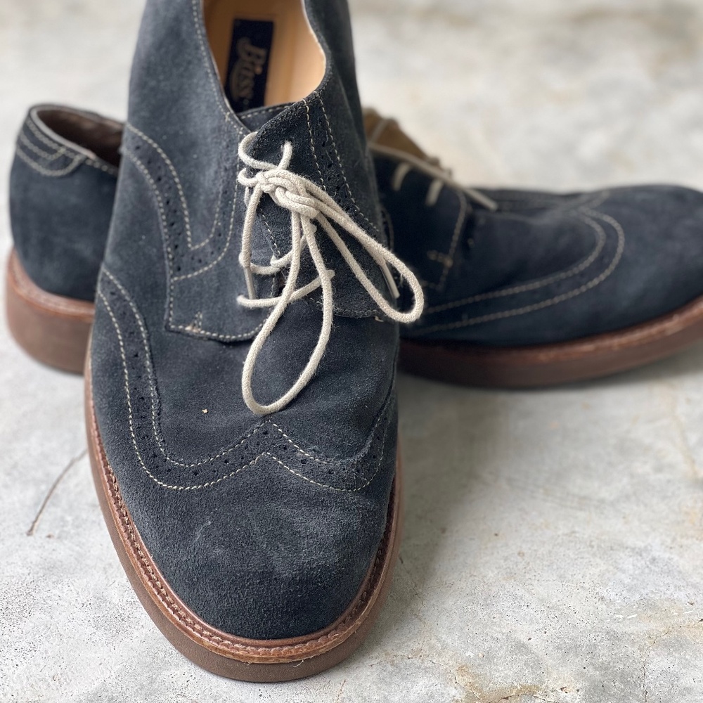 👞 Bass Bernardo Men’s Suede Wingtip Oxford Shoes – Size 13